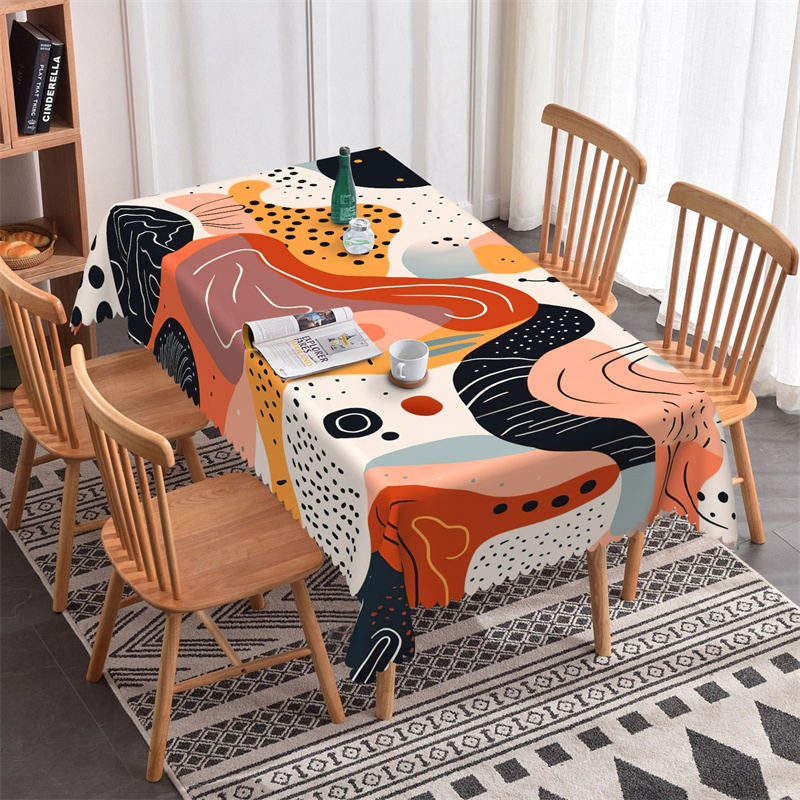 Aperturee - Colorful Prints Lines Abstract Rectangle Tablecloth