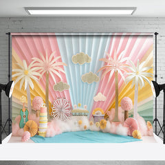 Aperturee - Colorful Rainbow Cloud Babychella Cake Smash Backdrop