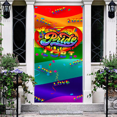 Aperturee - Colorful Rainbow Ribbon Love Pride Month Door Cover