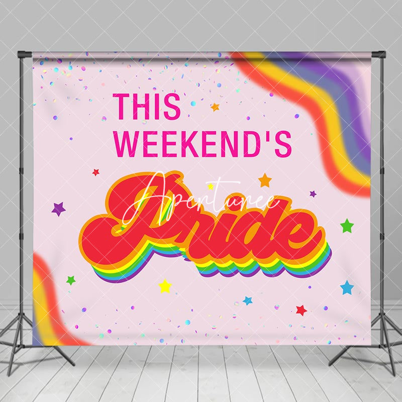 Aperturee - Colorful Rainbow Stars Sequins Pride Month Backdrop