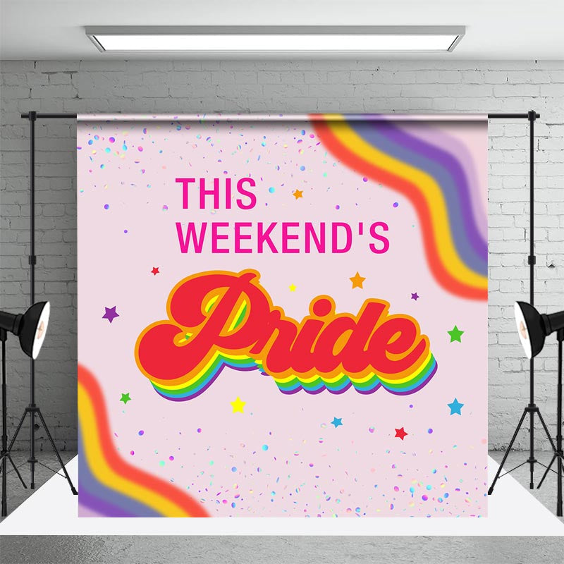 Aperturee - Colorful Rainbow Stars Sequins Pride Month Backdrop