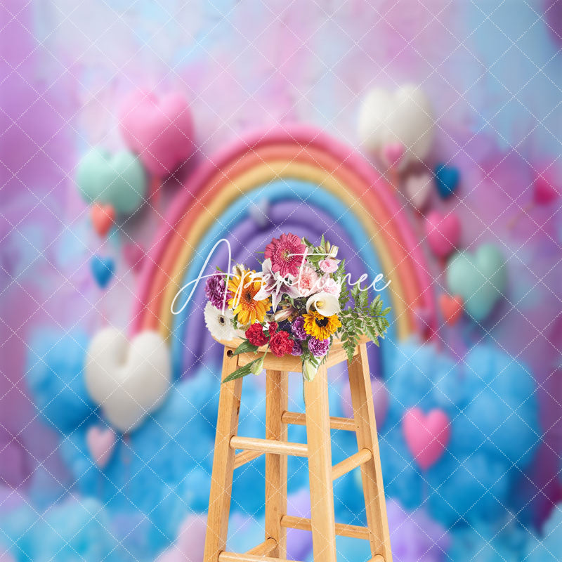 Aperturee - Colorful Rainbow Woolen Cake Smash Photo Backdrop