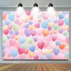 Aperturee - Colorful Repeat Hearts Pink Valentines Day Backdrop