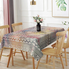 Aperturee - Colorful Repeat Stripes Ripple Rectangle Tablecloth