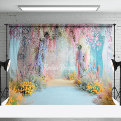 Aperturee - Colorful Retro Wall Floral Wedding Photo Backdrop