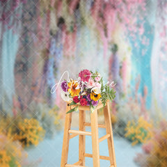 Aperturee - Colorful Retro Wall Floral Wedding Photo Backdrop