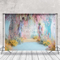 Aperturee - Colorful Retro Wall Floral Wedding Photo Backdrop