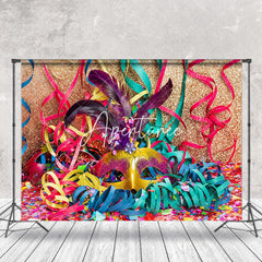 Aperturee - Colorful Ribbons Mask Masquerade Cake Smash Backdrop