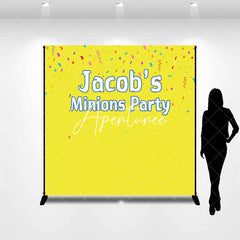 Aperturee - Colorful Ribbons Yellow Custom Name Party Backdrop