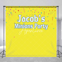 Aperturee - Colorful Ribbons Yellow Custom Name Party Backdrop