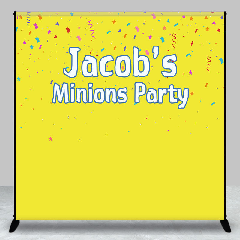 Aperturee - Colorful Ribbons Yellow Custom Name Party Backdrop