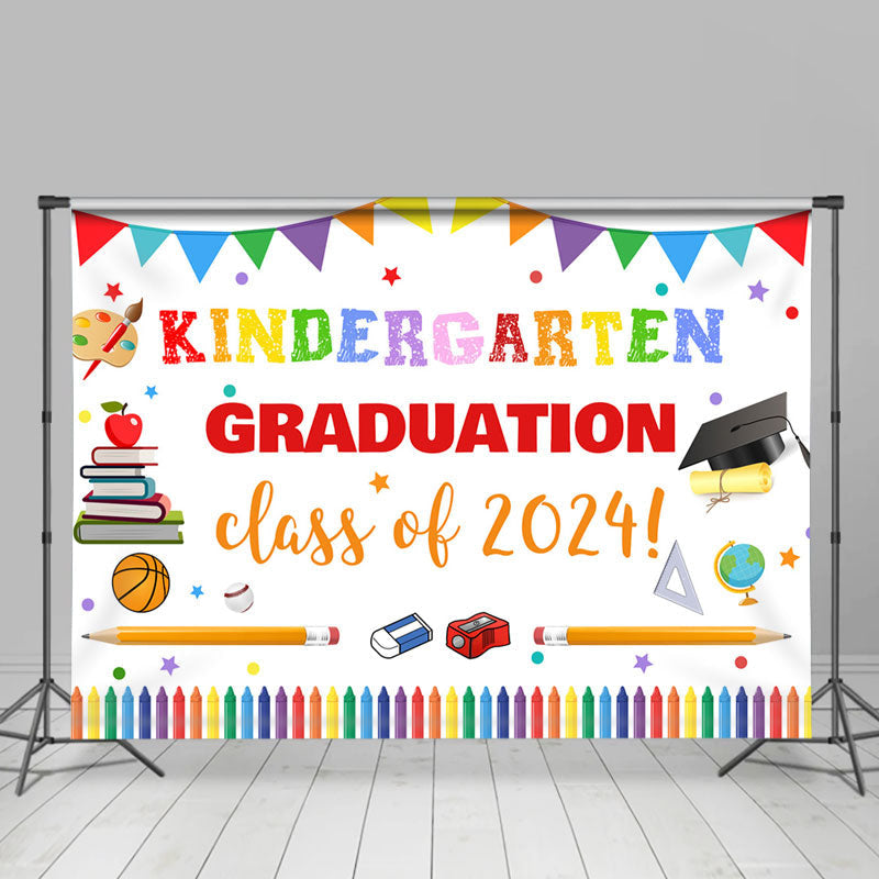 Aperturee - Colorful Sationeries Kindergarden Grad Photo Backdrop