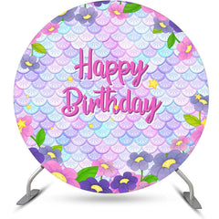 Aperturee - Colorful Scales Mermaid Round Backdrop For Birthday