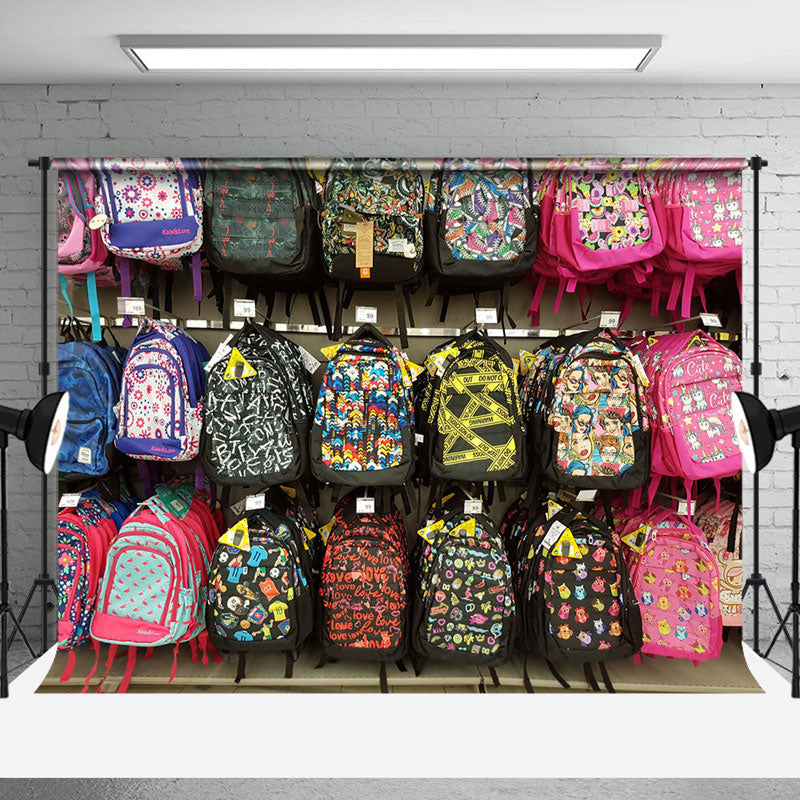 Aperturee - Colorful School Bag Shop Photo Back To School Backdrop