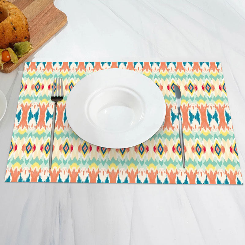 Aperturee - Colorful Seamless Pattern Dining Set Of 4 Placemats