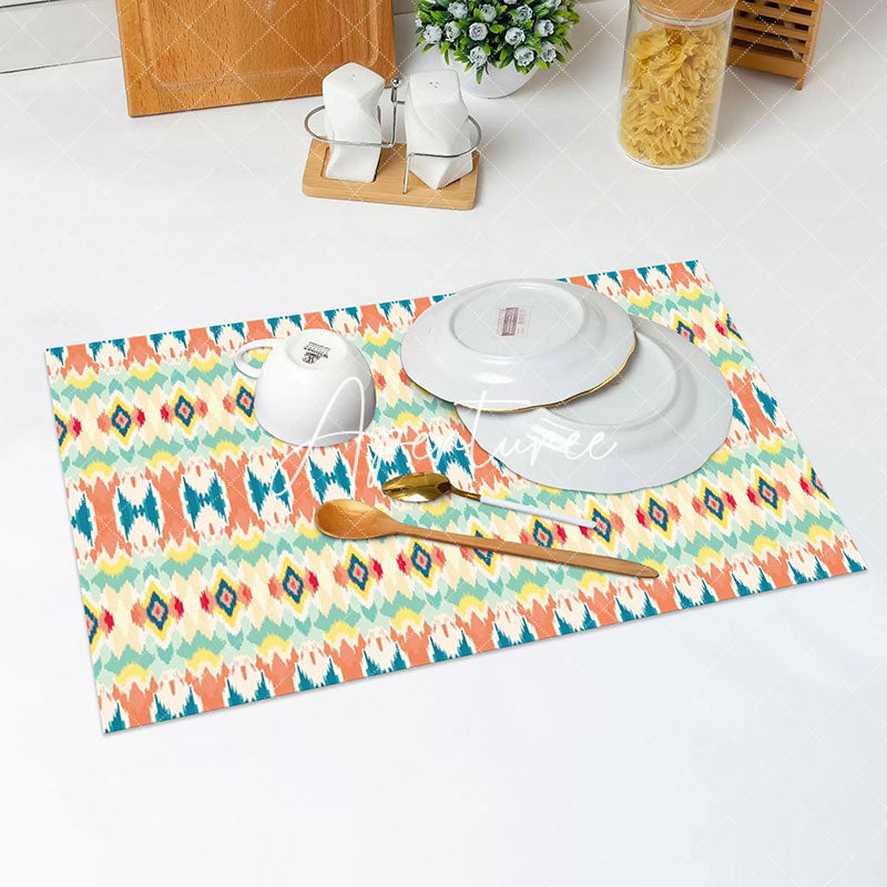 Aperturee - Colorful Seamless Pattern Dining Set Of 4 Placemats