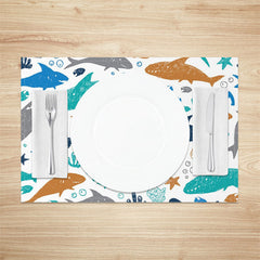 Aperturee - Colorful Shark Starfish Undersea Set Of 4 Placemats