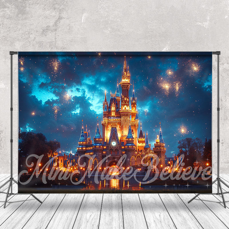 Aperturee - Colorful Sparkle Night Castle Backdrop For Photo