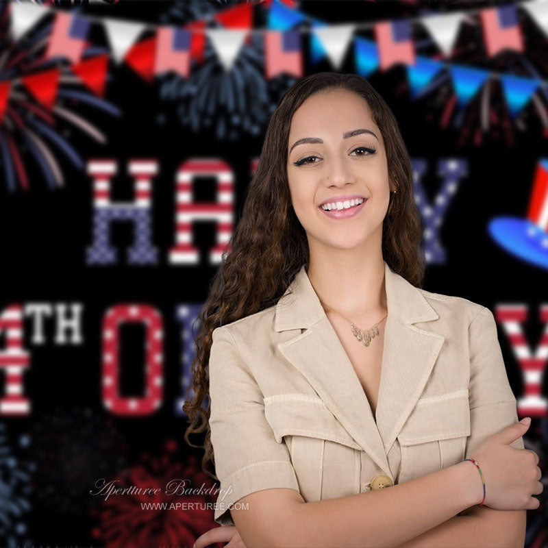 Aperturee - Colorful Sparks Black Backdrop For Independence Day Party