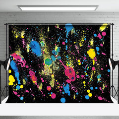 Aperturee - Colorful Splash Paint Black Graffiti Wall Backdrop