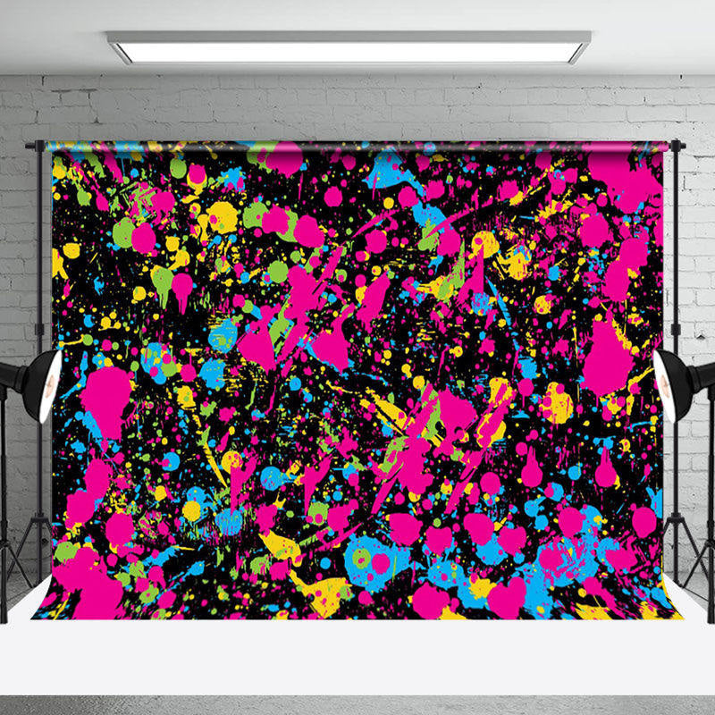 Aperturee - Colorful Splashing Ink Black Photo Booth Backdrop