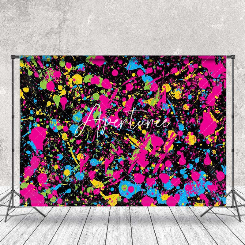 Aperturee - Colorful Splashing Ink Black Photo Booth Backdrop