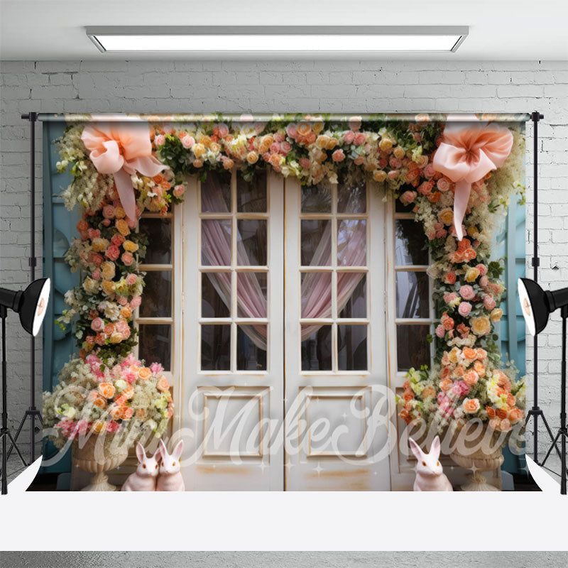 Aperturee - Colorful Square Flower Stand Rabbit Easter Backdrop