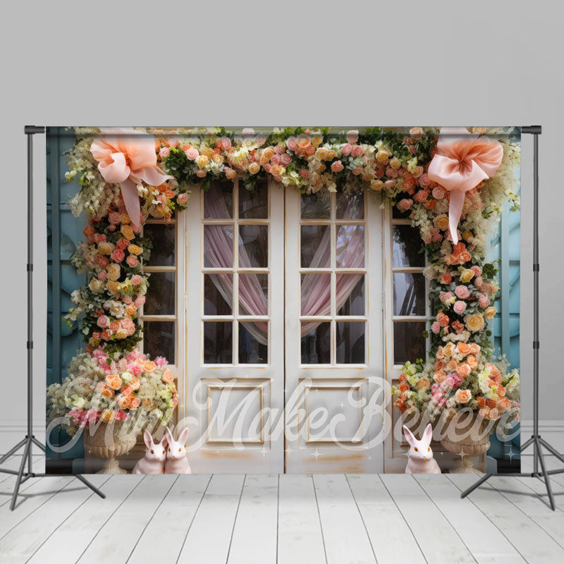 Aperturee - Colorful Square Flower Stand Rabbit Easter Backdrop