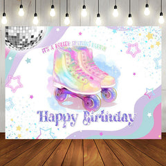 Aperturee - Colorful Star Roller Skating Birthday Party Backdrop