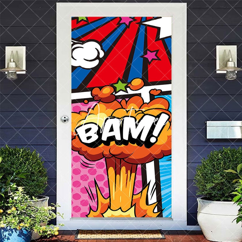 Aperturee - Colorful Star Stripe Cartoon Bam Birthday Door Cover