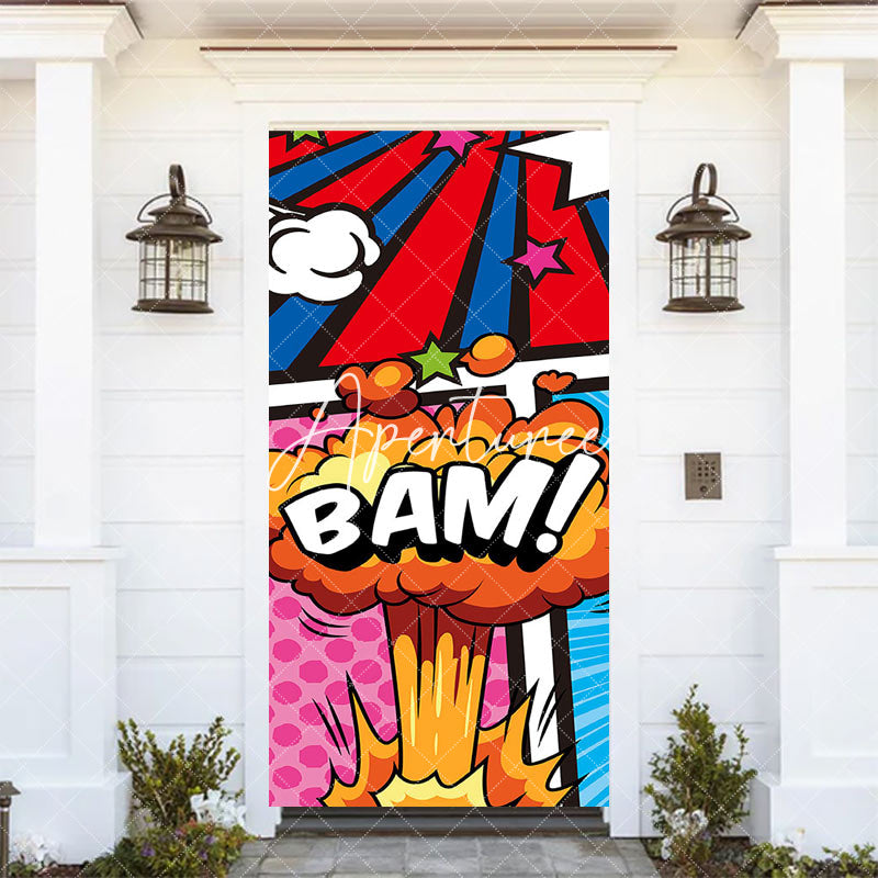 Aperturee - Colorful Star Stripe Cartoon Bam Birthday Door Cover