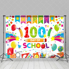 Aperturee - Colorful Stationery 100th Day Of School Backdrop