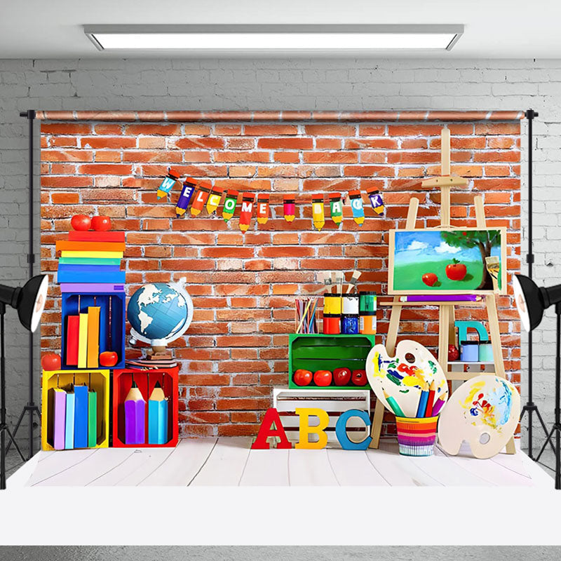 Aperturee - Colorful Stationery Brick Wall Cake Smash Backdrop