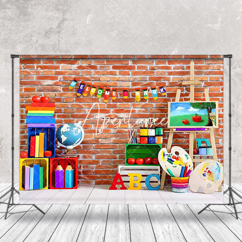 Aperturee - Colorful Stationery Brick Wall Cake Smash Backdrop