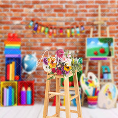 Aperturee - Colorful Stationery Brick Wall Cake Smash Backdrop