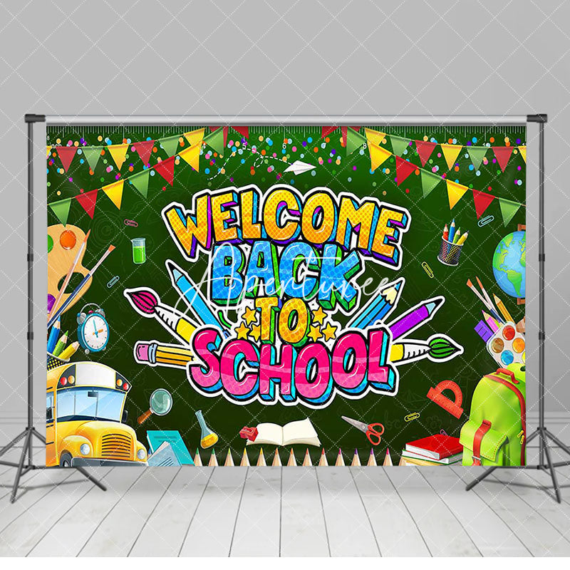 Aperturee - Colorful Stationery Welcome Back To School Backrop