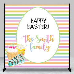 Aperturee - Colorful Stripes Dessert Custom Name Easter Backdrop