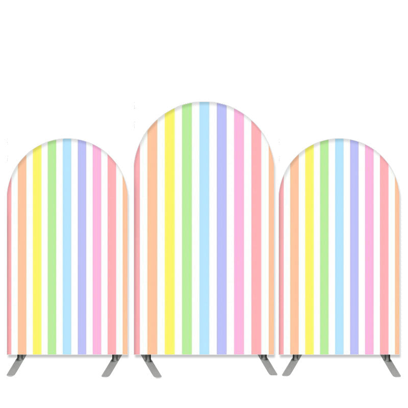 Aperturee Colorful Stripes Happy Birthday Arch Backdrop Kit