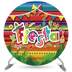 Aperturee Colorful Stripes Round Mexicana Fiesta Party Backdrop