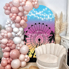 Aperturee - Colorful Sunset Ferris Wheel Birthday Arch Backdrop