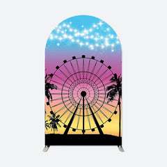 Aperturee - Colorful Sunset Ferris Wheel Birthday Arch Backdrop