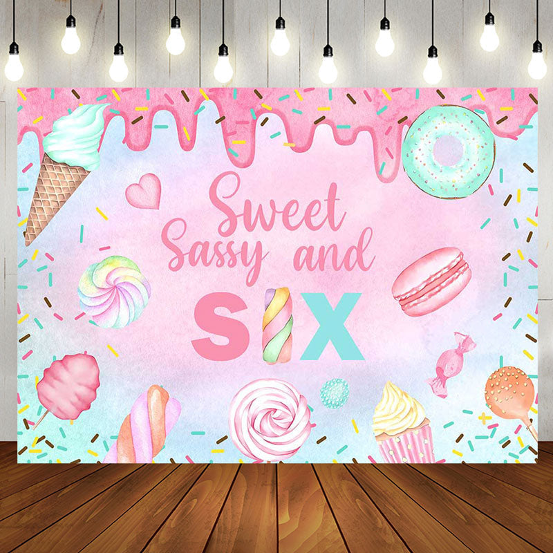 Aperturee - Colorful Sweet Sassy Candy 6th Birthday Backdrop