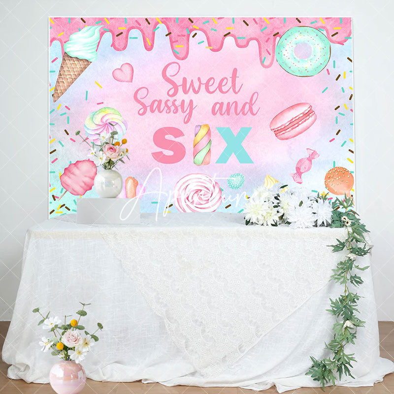 Aperturee - Colorful Sweet Sassy Candy 6th Birthday Backdrop