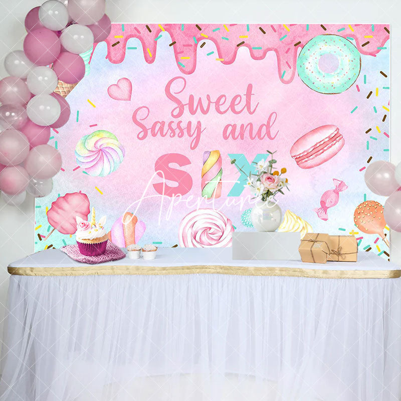 Aperturee - Colorful Sweet Sassy Candy 6th Birthday Backdrop