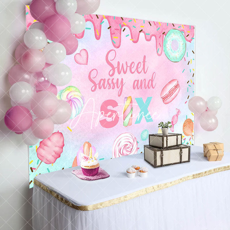 Aperturee - Colorful Sweet Sassy Candy 6th Birthday Backdrop