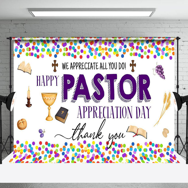 Aperturee - Colorful Thank You Pastor Appreciation Day Backdrop