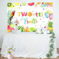 Aperturee - Colorful Twotti Frutti Parrot 2nd Birthday Backdrop