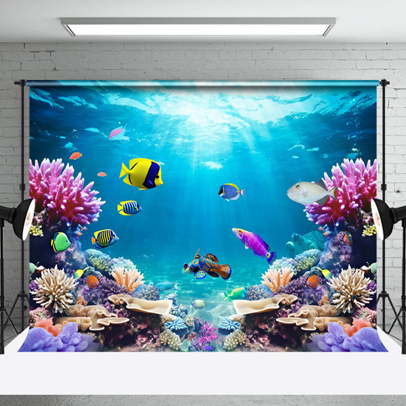 Aperturee - Colorful Undersea Animals Natural Plant Backdrop