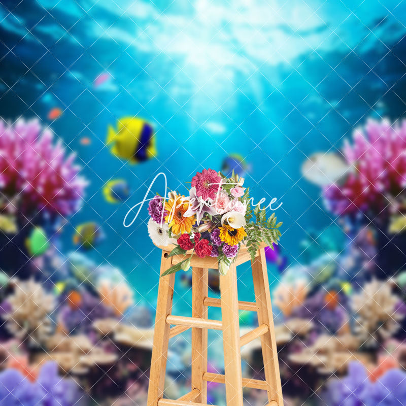 Aperturee - Colorful Undersea Animals Natural Plant Backdrop