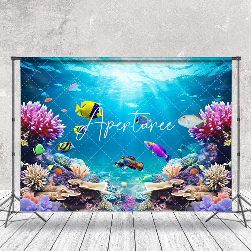 Aperturee - Colorful Undersea Animals Natural Plant Backdrop